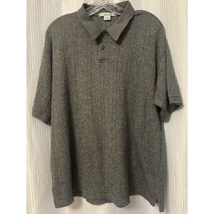 Geoffrey Beene Mens Gray Short Sleeve Polo Sweater Size Large